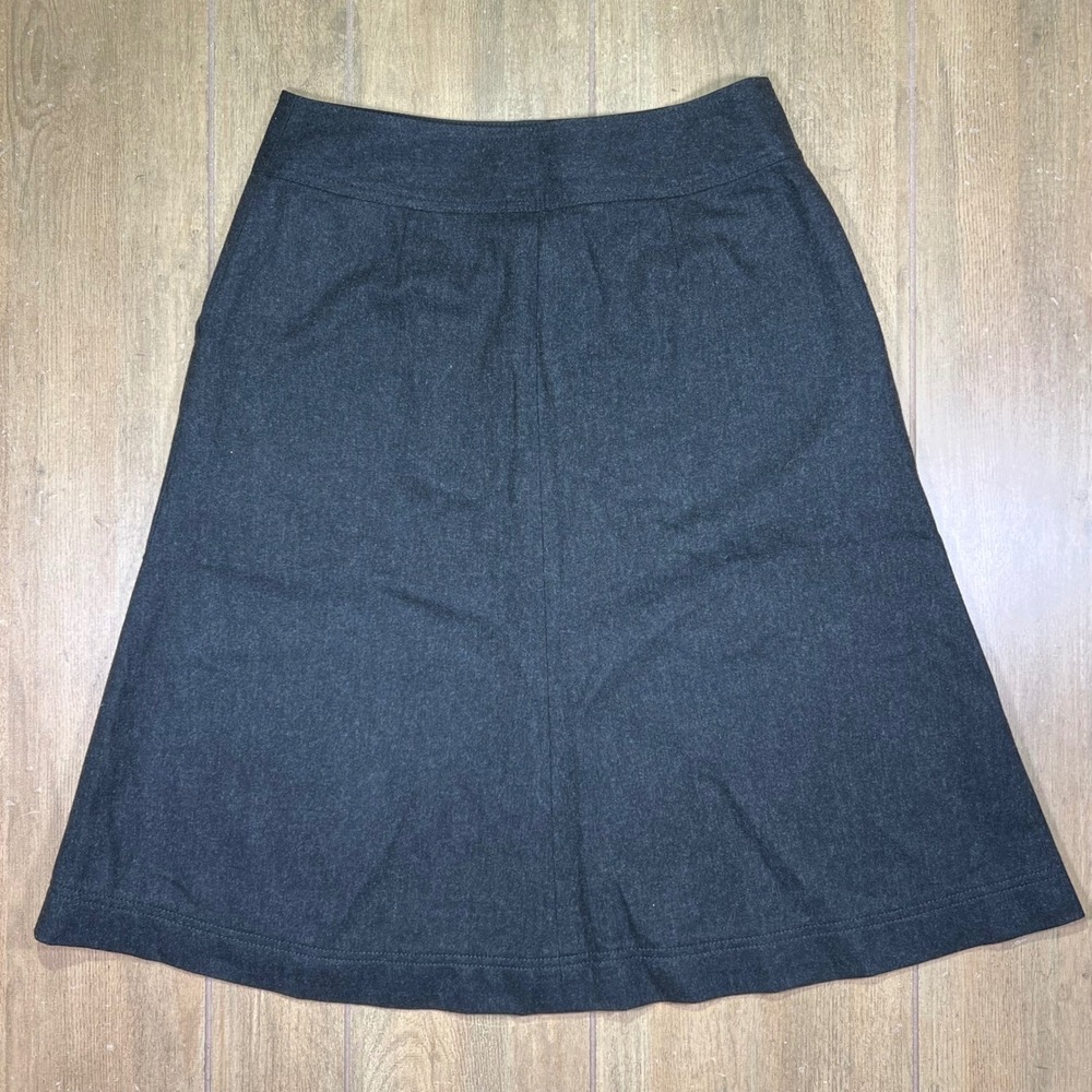 Banana Republic Charcoal Gray Button Front A-Line Wool Blend Skirt Size 2